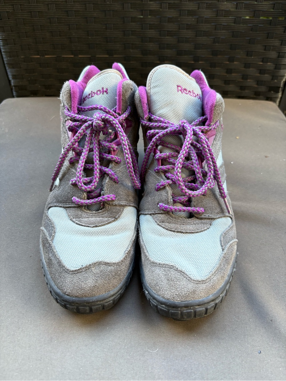 Reebok Gray and Purple Trail-Style Lace-Up Sneakers